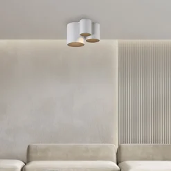 PURE LED-loftlampe til badeværelset Point, hvid, længde 18 cm, 3 lyskilder