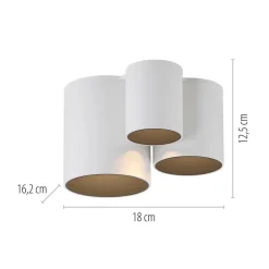 PURE LED-loftlampe til badeværelset Point, hvid, længde 18 cm, 3 lyskilder