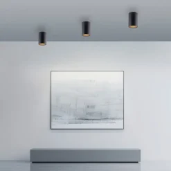 PURE LED-loftlampe til badeværelset Point, sort Ø 6 cm, metal, IP44