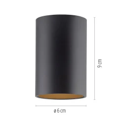 PURE LED-loftlampe til badeværelset Point, sort Ø 6 cm, metal, IP44