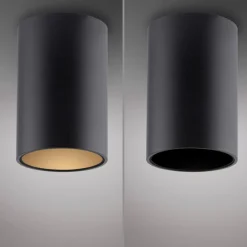 PURE LED-loftlampe til badeværelset Point, sort Ø 6 cm, metal, IP44
