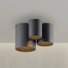 PURE LED-loftlampe til badeværelset Point, sort, længde 18 cm, 3 lyskilder