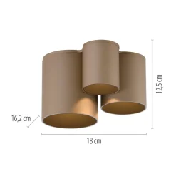 PURE LED-loftlampe til badeværelset Point, bronzefarvet, 18 cm, 3 lyskilder