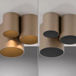 PURE LED-loftlampe til badeværelset Point, bronzefarvet, 18 cm, 3 lyskilder