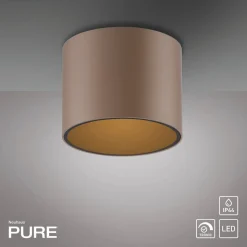 PURE LED-loftlampe til badeværelset Point, bronzefarvet, Ø 18 cm, IP44