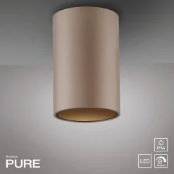 PURE LED-loftlampe til badeværelset Point, bronzefarvet, Ø 6 cm, IP44