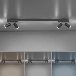 PURE LED-loftslampe Lines, 120 cm, antracit, fjernbetjening