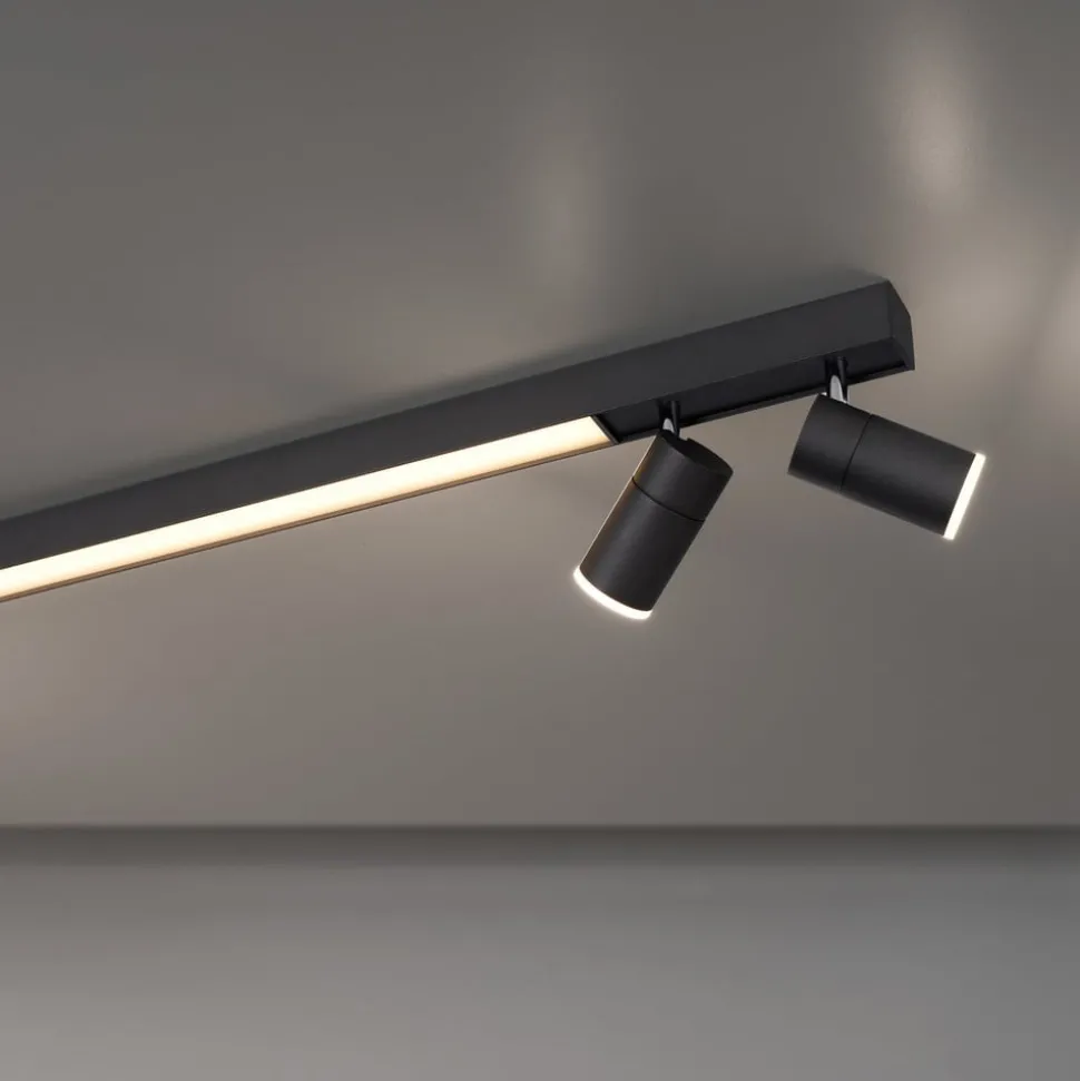 PURE LED-loftslampe Lines, 120 cm, antracit, fjernbetjening