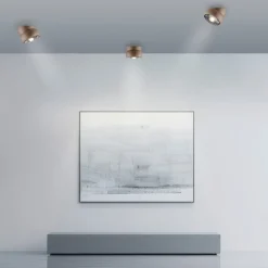 PURE LED-loftspot Move, Ø 12 cm, bronzefarvet, metal/glas