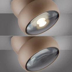 PURE LED-loftspot Move, Ø 12 cm, bronzefarvet, metal/glas