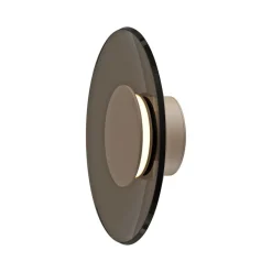 PURE LED-væglampe Moon, bronze, Ø 32 cm, glas/aluminium