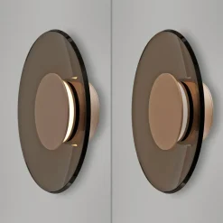 PURE LED-væglampe Moon, bronze, Ø 32 cm, glas/aluminium