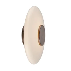 PURE LED-væglampe Vitrum, brun/opalglas/aluminium Ø 22 cm