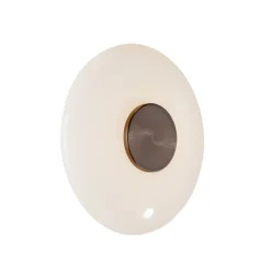 PURE LED-væglampe Vitrum, brun/opalglas/aluminium Ø 22 cm