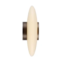PURE LED-væglampe Vitrum, brun/opalglas/aluminium Ø 22 cm
