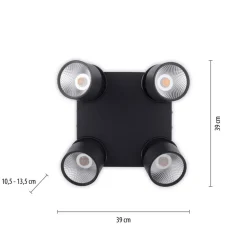 PURE Nola LED-loftlampe, 4 lyskilder, sort