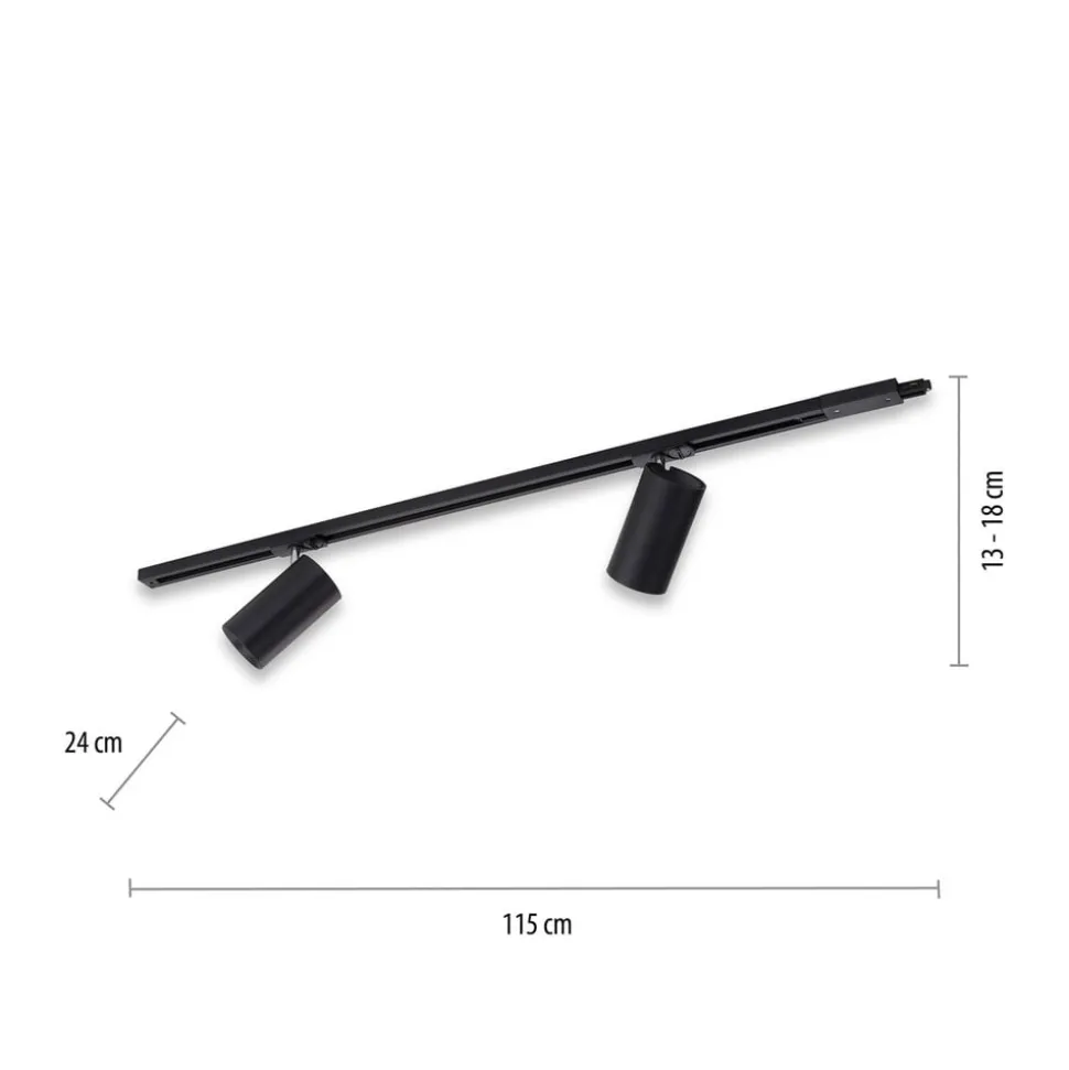 PURE Technik LED-skinnelampe, 2 lyskilder, sort