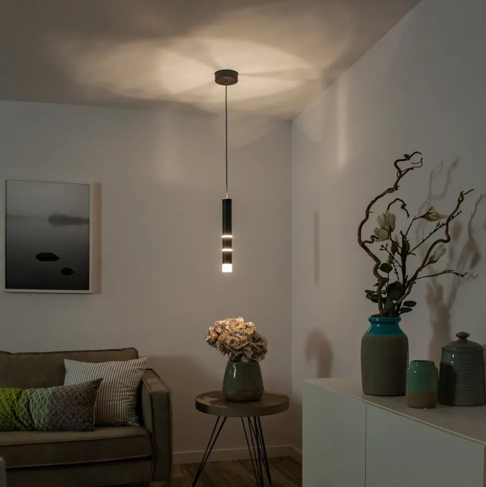 PURE Vega LED-hængelampe, 1 cylinder, sort