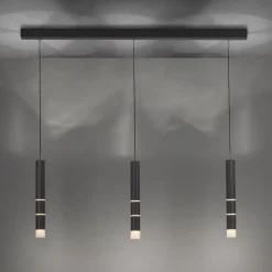 PURE Vega LED-hængelampe, 3 cylindere, sort