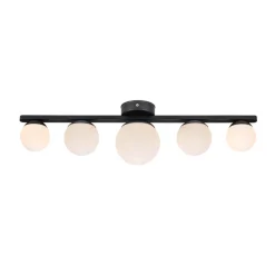 Puro loftlampe til bad, sort, 5 lyskilder, glas