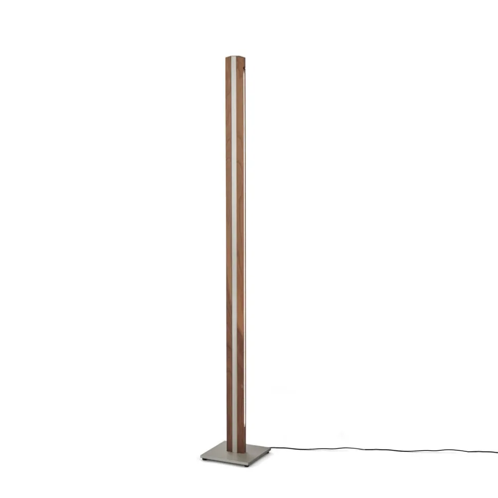 Quitani Elis LED-gulvlampe, valnød/nikkel