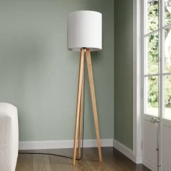 Quitani gulvlampe Nida, træramme, hvid skærm