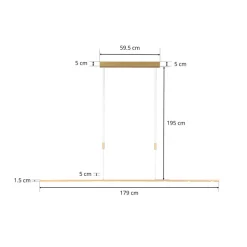 Quitani LED-pendellampe Tolu, længde 179 cm, messing