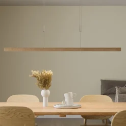 Quitani LED-pendel Nora, eg natur, længde 118 cm