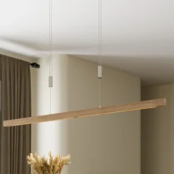 Quitani LED-pendel Nora, eg natur, længde 118 cm