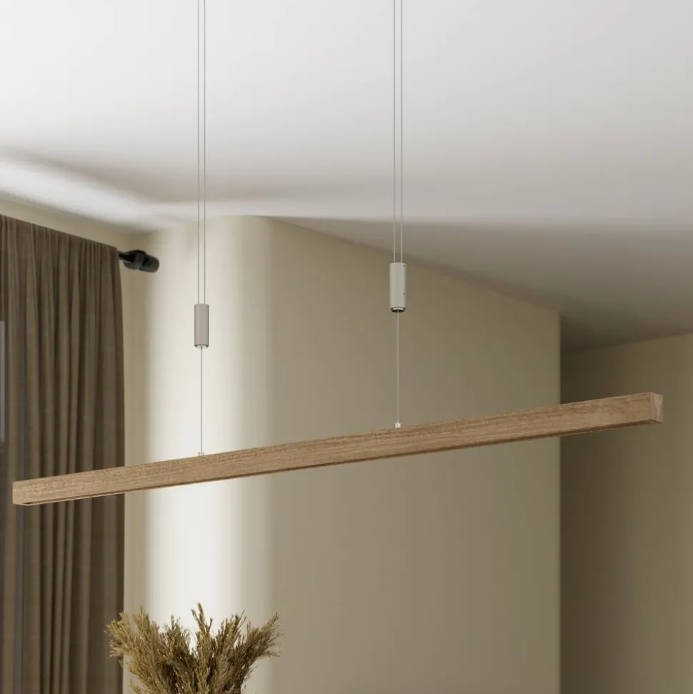 Quitani LED-pendel Nora, eg natur, længde 118 cm