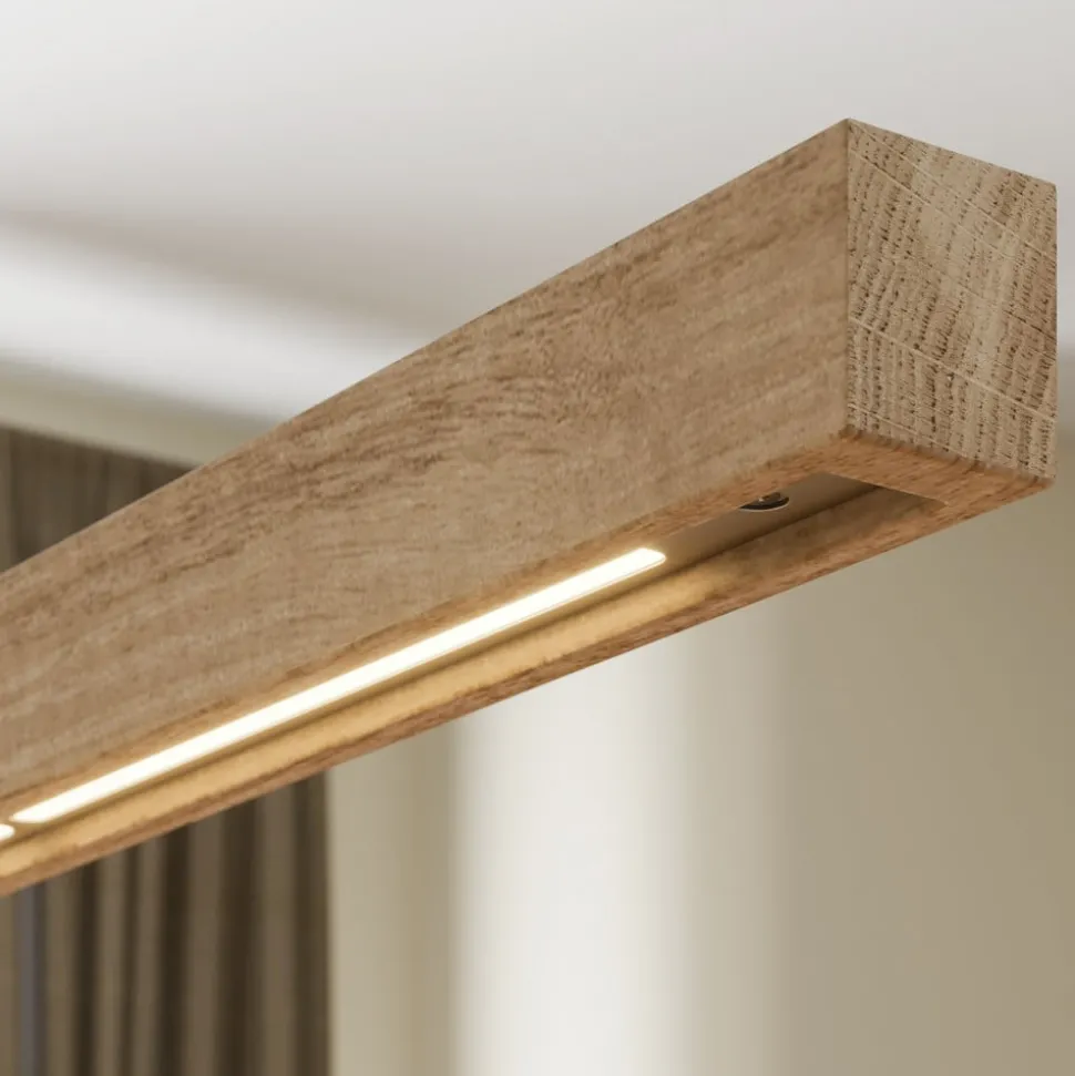 Quitani LED-pendel Nora, eg natur, længde 118 cm