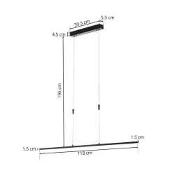 Quitani LED-pendel Tolu, sort, længde 118 cm