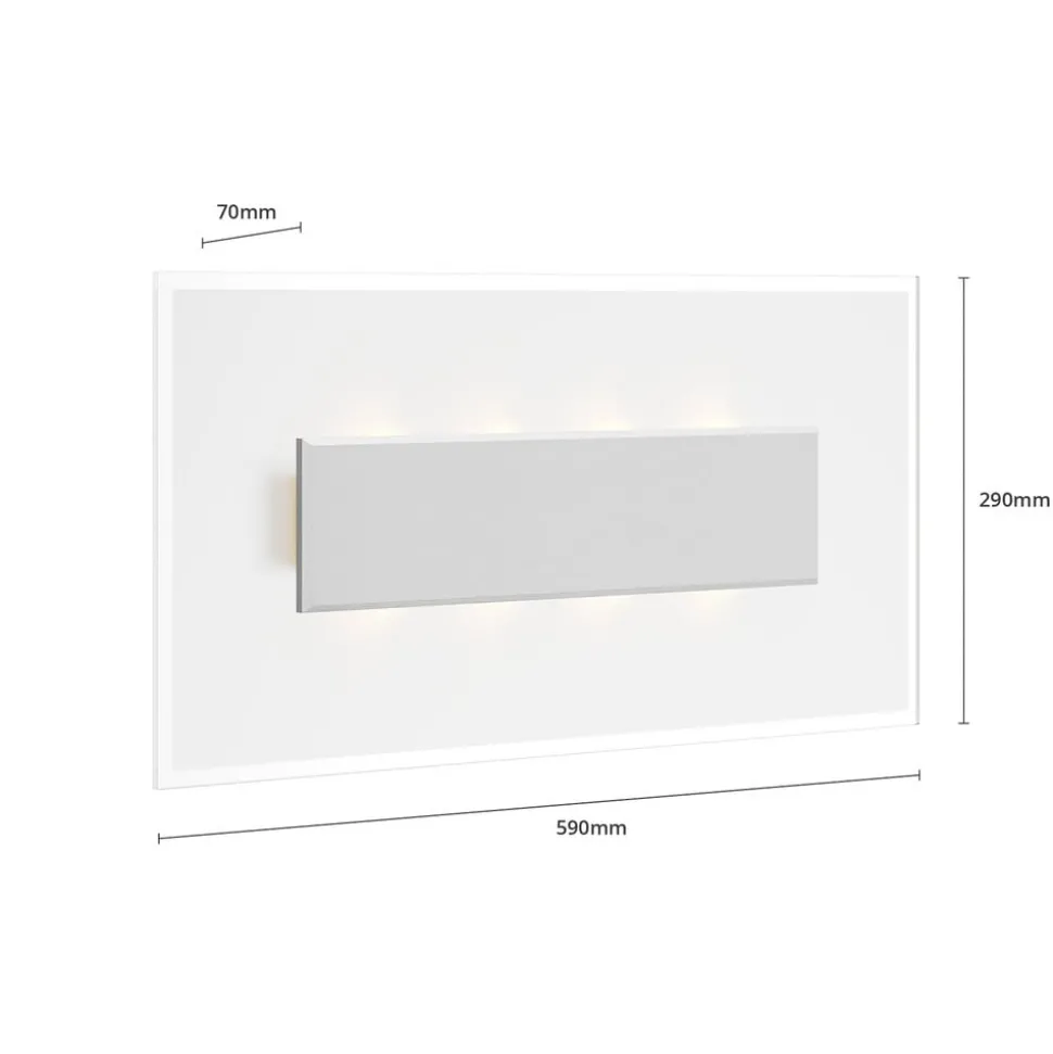 Quitani LED-væglampe Lole, aluminium, 59 x 29 cm, glas