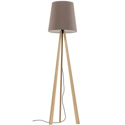 Quitani trebenet gulvlampe Jata, træ, filt, grå