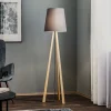 Quitani trebenet gulvlampe Jata, træ, chintz grafit