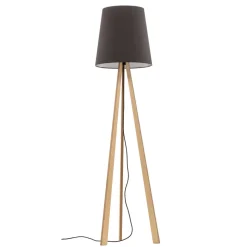 Quitani trebenet gulvlampe Jata, træ, chintz grafit