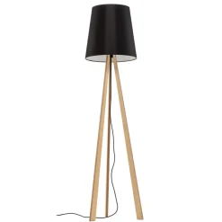 Quitani trebenet gulvlampe Jata, træchintz, sort