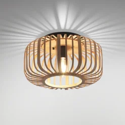 Racoon loftlampe af træ, tykke stivere, Ø 42cm
