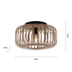 Racoon loftlampe af træ, tykke stivere, Ø 42cm