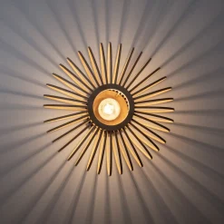 Racoon loftlampe af træ, tynde stivere, Ø 40cm