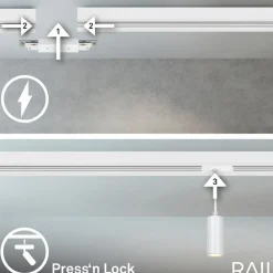 RAIL 230 V skinnesystem, hvid, 4 LED-pendler, længde 1,5 m