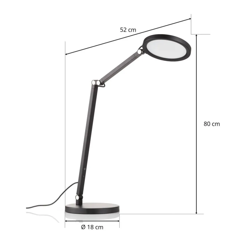 Regina LED-skrivebordslampe med dæmper, sort