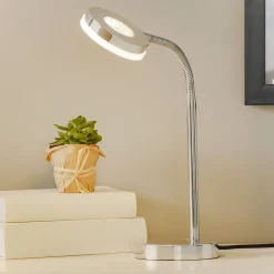 Rennes LED-bordlampe, kromfarvet, højde 40 cm