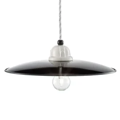 Retro pendellampe C1612 sort og hvid