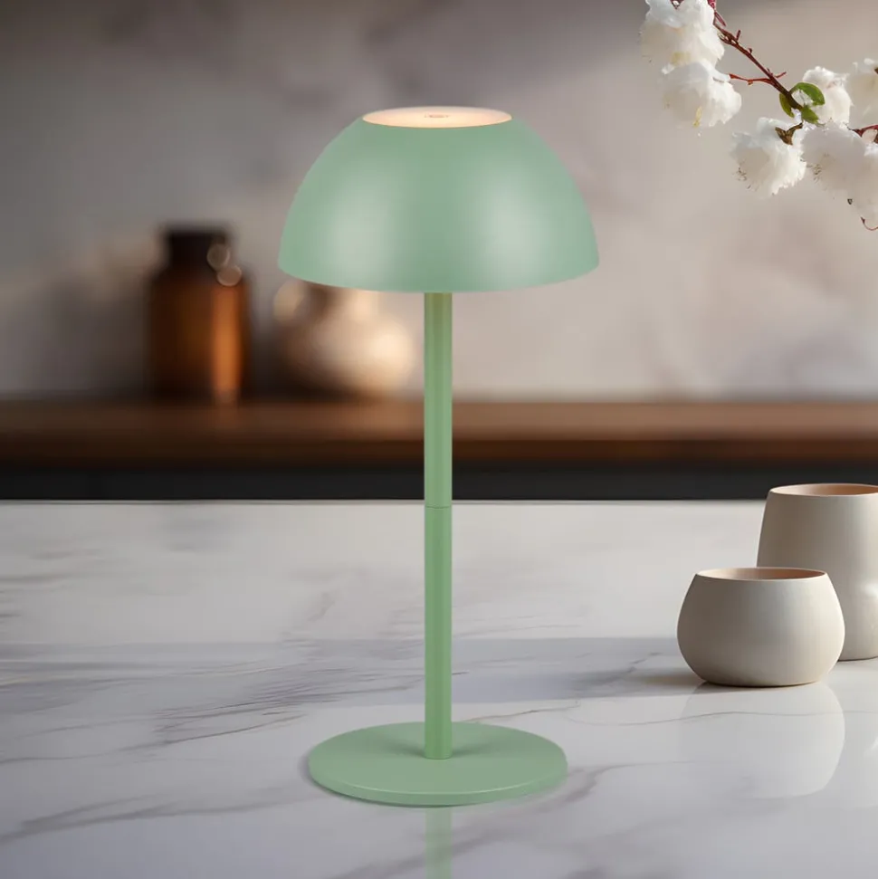 Ricardo LED genopladelig bordlampe, grøn, højde 30 cm, plast
