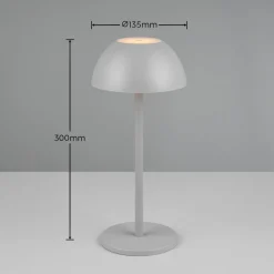 Ricardo LED genopladelig bordlampe, grå, højde 30 cm, plast