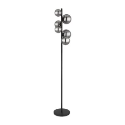 Riha gulvlampe, højde 155 cm, sort/røgfarvet, 6 lyskilder.