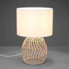 Rike bordlampe, rattanstel og stofskærm