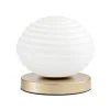 Ripple bordlampe, guldfarvet/opal, Ø 18 cm