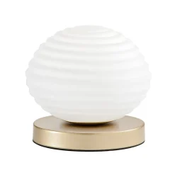 Ripple bordlampe, guldfarvet/opal, Ø 18 cm